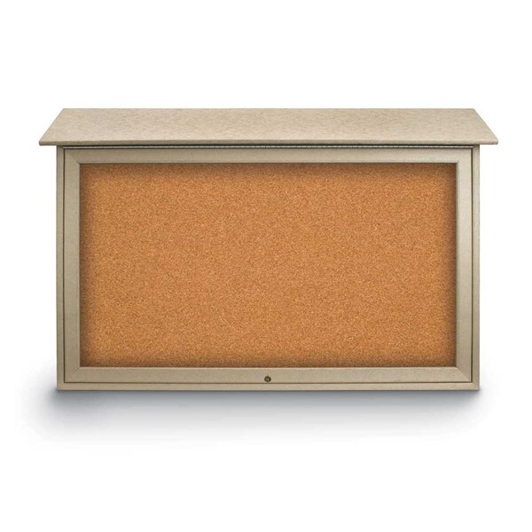 United Visual Products Indoor Enclosed Combo Board, 42"x32", Satin Frame/White Porcelain & Buff UVCB4232-WHTPORC-BUFF - main